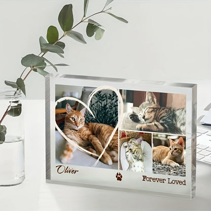 Plaque acrylique personnalisée pour animal de compagnie « Forever Loved » - Cadeau commémoratif personnalisé pour chien et chat, souvenir de deuil avec photo imprimée, cadeau attentionné pour propriétaires d'animaux endeuillés