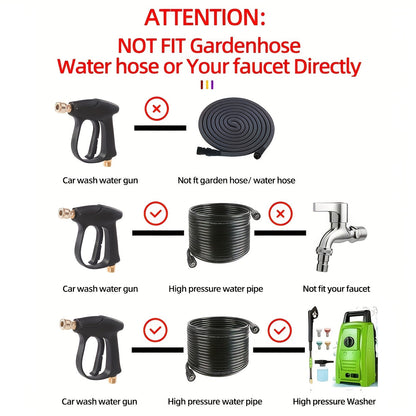 Pistolet pour nettoyeur haute pression 3000 PSI avec 5 buses, raccord rapide 1/4" et connecteur de tuyau M22-14 – Pistolet pulvérisateur pour lavage de voiture, irrigation de jardin et nettoyage de terrasse pour nettoyeurs haute pression