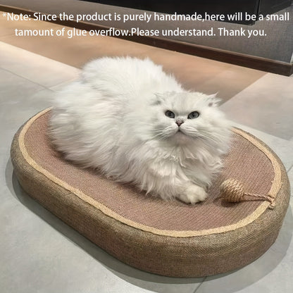 Grand griffoir et lit ovale en sisal pour chat – Tapis à gratter durable de 60 cm avec balle en sisal, aucun assemblage requis, griffoir toutes saisons pour que les chats d'intérieur puissent jouer, dormir et se reposer