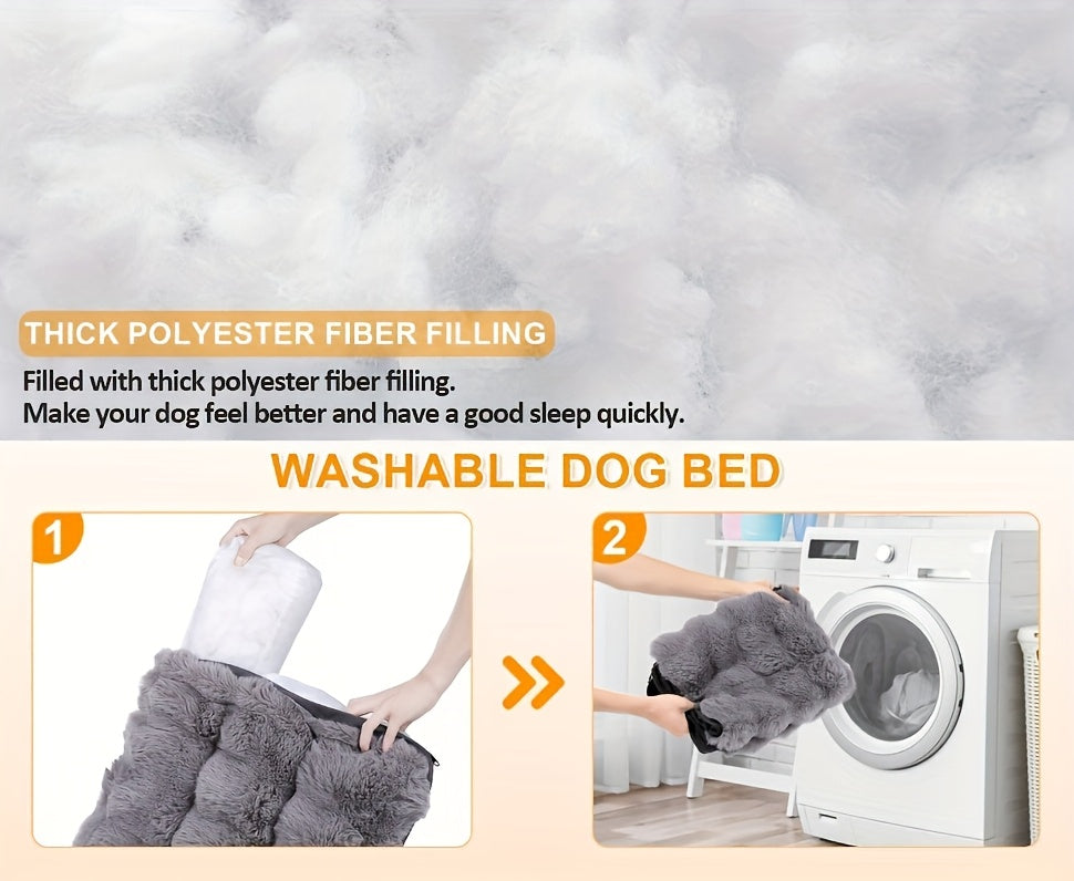 Lit orthopédique pour grands chiens – Couchage en mousse à mémoire de forme pour animaux avec housse amovible et lavable, base antidérapante, fausse fourrure, soulagement des articulations, ultra-résistant, tailles S, M, XL, XXL