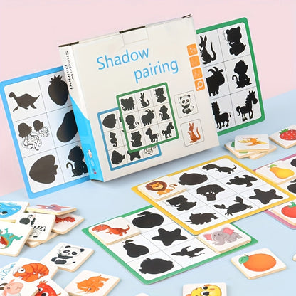 Jeu éducatif Montessori de correspondance d'ombres et de différences : blocs de puzzle en bois pour l'entraînement cérébral, jouet STEM pour le développement cognitif des enfants de 3 ans et plus, cadeau pour filles et garçons