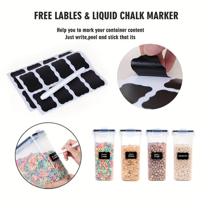 Lot de 4 boîtes de conservation hermétiques pour aliments avec cuillères colorées - Récipients en plastique sans BPA pour nourriture pour chien, chat, friandises, céréales, riz, graines et nourriture pour oiseaux - Set d'organisation de cuisine