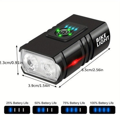 Ensemble de lumières de vélo LED rechargeables USB-C 1500 lumens – Feux avant et arrière pour vélo, 6+4 modes, étanches, indicateur de charge, charge rapide, éclairage de sécurité nocturne pour vélo de route et VTT
