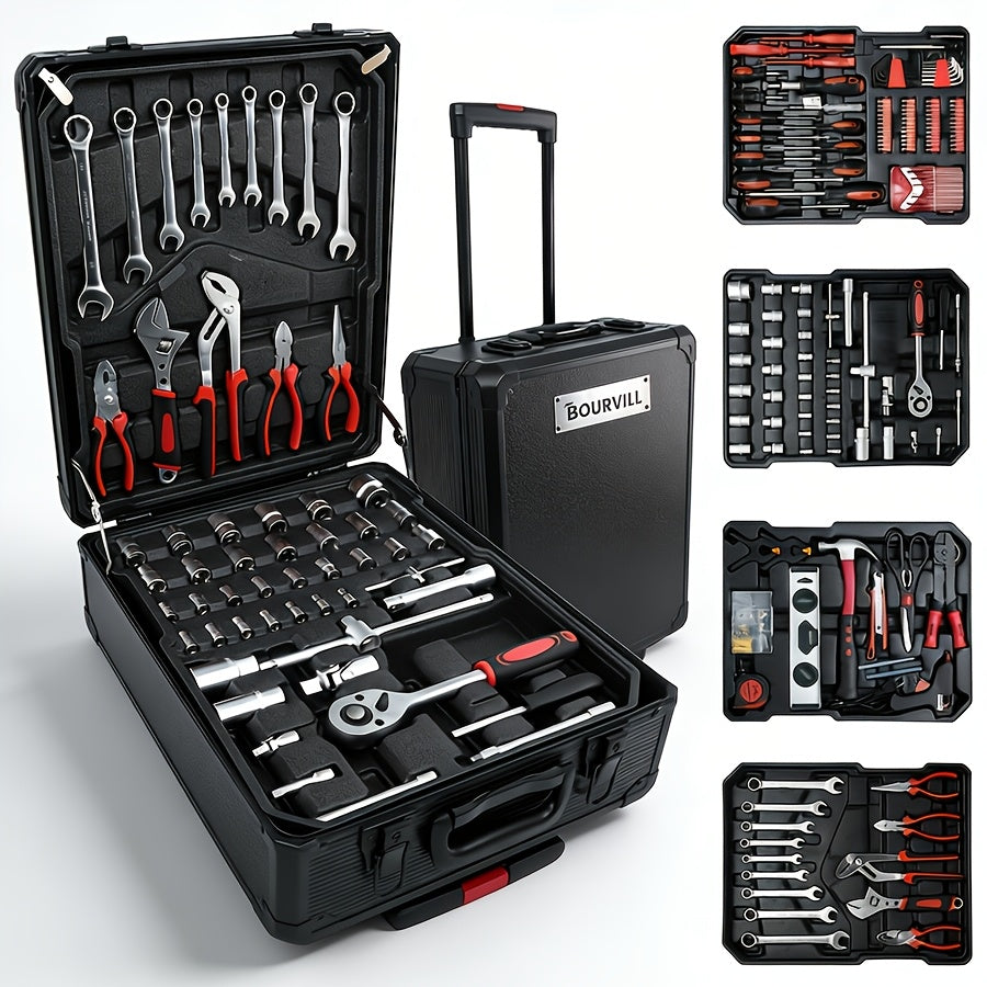 Ensemble d'outils professionnels de 52 pièces - Acier au chrome-vanadium, boîte à outils portable pour réparations domestiques et automobiles, kit d'outils à main multifonction pour passionnés et professionnels, cadeau idéal pour homme