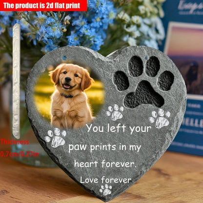 Custom Pet Photo Memorial Resin Heart Plaque – Personalized Bohemian Wall Art 6.3”, Indoor & Outdoor Garden Decor, Wind-Resistant with Custom Phrases – Pet Loss Sympathy Gift