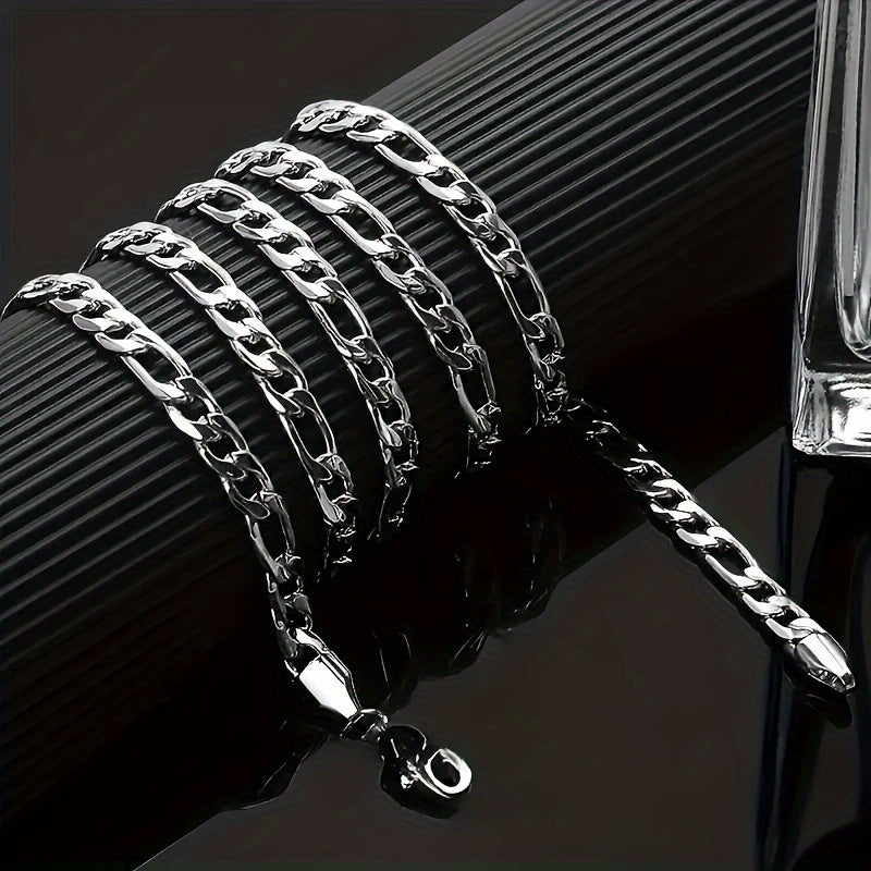 Ensemble collier et bracelet chaîne cubaine en acier inoxydable, 2 pièces – Bijoux unisexe style rétro Y2K pour hommes et femmes, chaîne à maillons cubains en acier 304L résistant au ternissement, disponible en tailles de 18 à 30 pouces