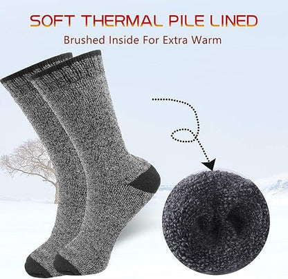 Lot de 6 paires de chaussettes thermiques pour hommes – Chaussettes épaisses isolantes pour temps froid, randonnée, ski, camping et sports d'extérieur, chaussettes d'hiver en acrylique pour bottes