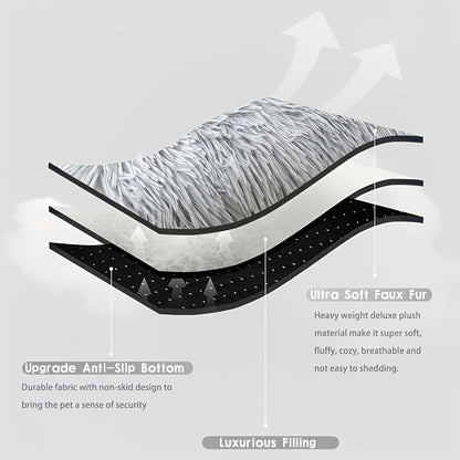 Panier pour chien et chat en peluche surdimensionné, tapis épais, chaud et lavable, lit pour animaux en polyester avec housse amovible, toutes races et tailles, mobilier pour animaux confortable et durable, gris clair, S, L, XL