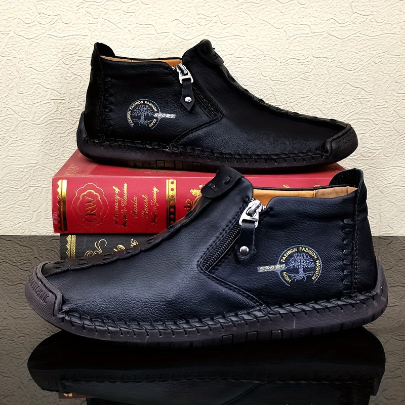 Bottines pour hommes, mocassins décontractés cousus main, chaussures à enfiler pour le travail en extérieur – 4 couleurs, tailles US 7,5-12,5, semelle antidérapante durable