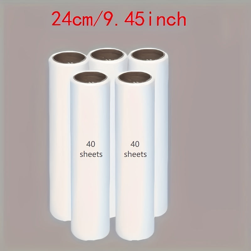 Set de rouleaux anti-poils d'animaux portables avec 5 recharges extra-adhésives - Rouleau anti-peluches jetable pour poils de chien et chat sur tapis et vêtements - Rouleau de papier facile à remplacer (3 tailles au choix)