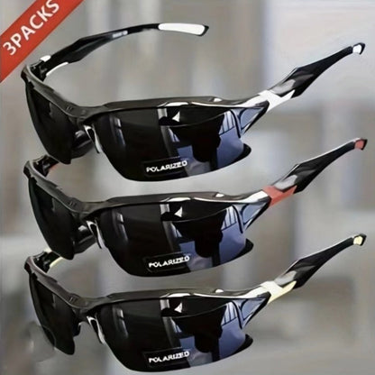 Lunettes de soleil sport polarisées demi-monture pour hommes, protection UV400, lunettes légères pour le ski, la conduite, la course, la pêche et les activités en plein air, lot de 3 ou lot de 10