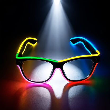 Lunettes LED lumineuses et colorées, lunettes de fête néon fluorescentes multicolores pour Halloween, Noël, festival EDM, rave, cosplay et carnaval