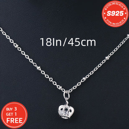 Collier couronne en argent sterling S925 pour femme 18 pouces – Pendentif en oxyde de zirconium 5A, ras-du-cou hypoallergénique, cadeau élégant pour femme, petite amie, maman, fille, anniversaire, Noël