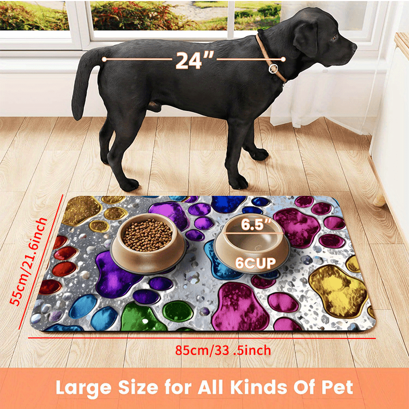 Tapis de nourrissage imperméable pour chiens et chats – Tapis de gamelle antidérapant et anti-écl aboussures, protecteur de sol absorbant à séchage rapide pour parquets et moquettes, tapis en polyester robuste pour mangeurs désordonnés et grandes races