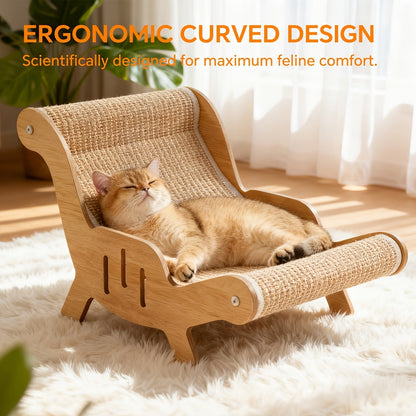 2-in-1 Natural Sisal Cat Scratcher & Lounge Chair – Oversized No-Shed Breathable Cat Sofa Bed, Ultra-Durable Scratch-Resistant Design for Scratching, Napping & Playing, Season-Proof Multi-Functional Cat Furniture