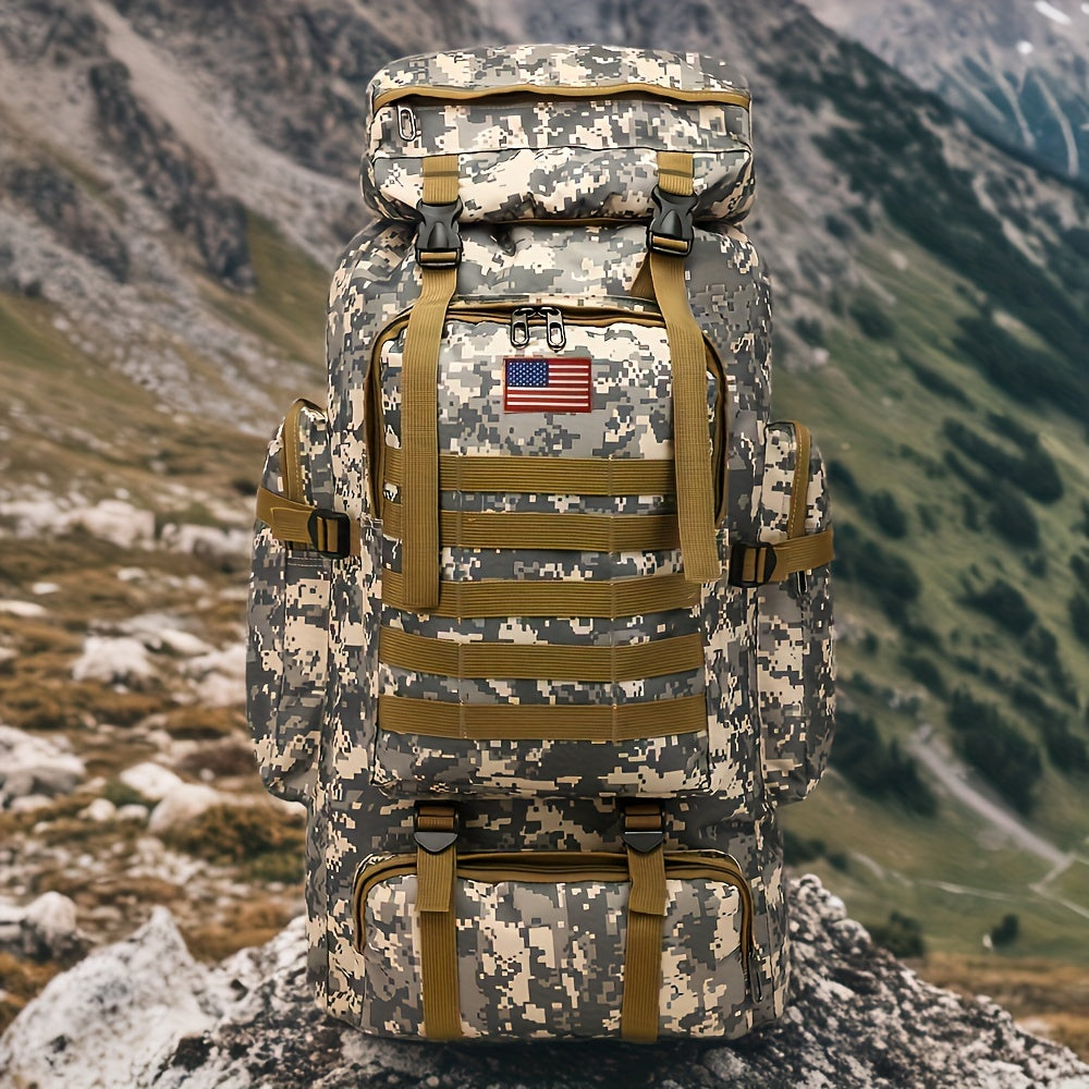 Sac à dos de randonnée tactique 80 L, sac d'assaut 3 jours – Système MOLLE unisexe en tissu Oxford réglable pour la randonnée, le camping, la chasse, les voyages et le sport, 6 couleurs