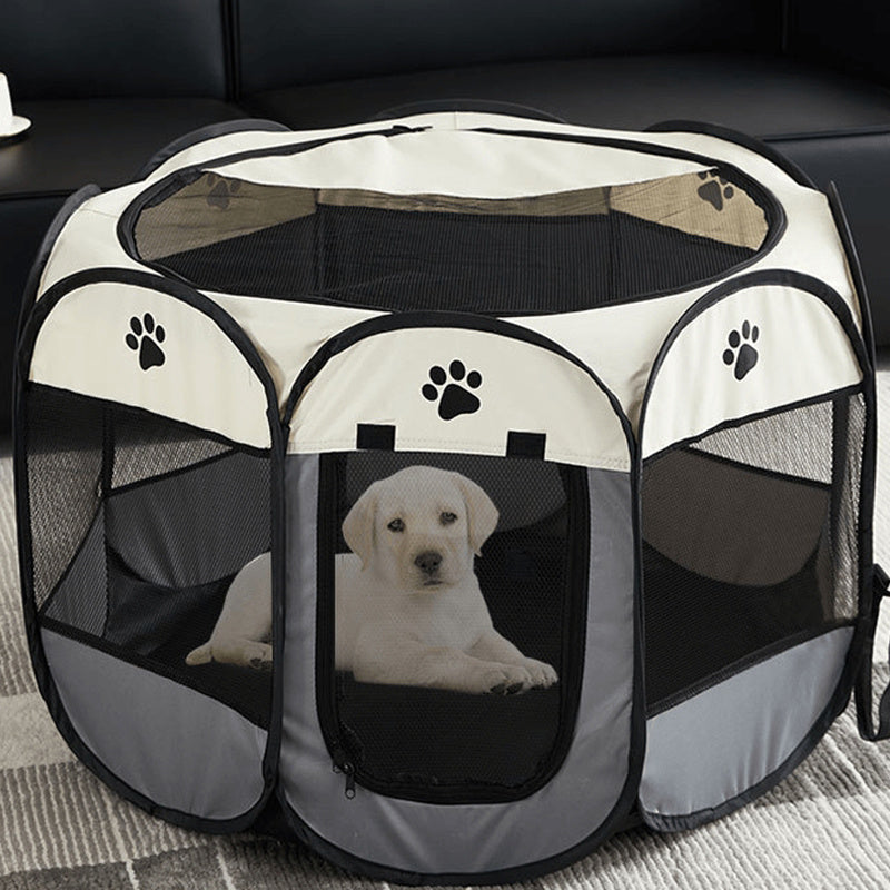 Parc pour animaux pliable et portable avec porte zippée – 3 tailles (S/M/L) Enclos grillagé rétractable pour chats, chiens, chiots et chatons, enclos anti-rayures pour intérieur et extérieur