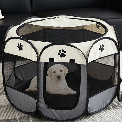 Parc pour animaux pliable et portable avec porte zippée – 3 tailles (S/M/L) Enclos grillagé rétractable pour chats, chiens, chiots et chatons, enclos anti-rayures pour intérieur et extérieur
