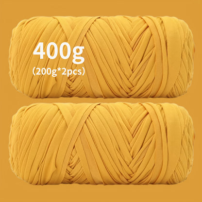 Fil de coton pour t-shirt 400 g (2 x 200 g) mélange de coton épais en 49 couleurs – Fil épais et doux pour paniers au crochet, sacs, tapis, projets de macramé et tricot – Fil de loisirs créatifs idéal pour les débutants