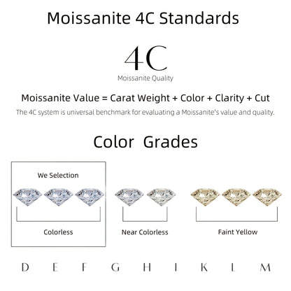 Boucles d'oreilles puces en moissanite, couleur D, pureté VVS, taille ronde brillant, argent sterling 925 – Options de 1 ct à 10 ct, pochette en velours et chiffon de polissage inclus, cadeau idéal pour un anniversaire, Noël et la Saint-Valentin (4,25 g)