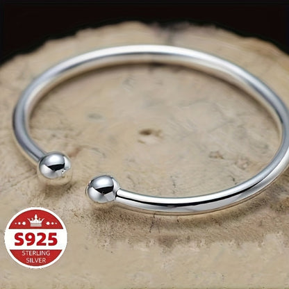 Ensemble de 2 bracelets joncs ouverts en argent sterling 925 nacré pour femme – Bracelet manchette ajustable hypoallergénique, bijou élégant pour la Saint-Valentin, la fête des Mères ou un anniversaire