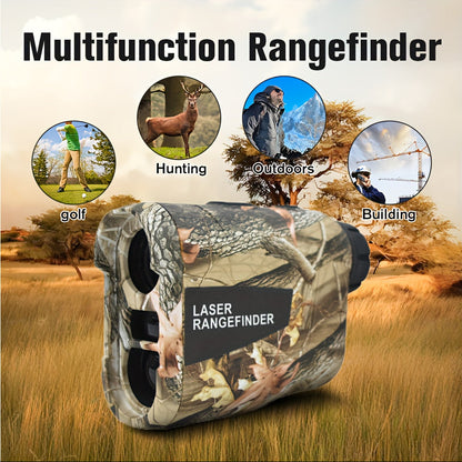 Télémètre laser 1200 yards – Grossissement 6X, rechargeable, compensation de pente, verrouillage de drapeau, mesure de vitesse et d'altitude, design camouflage pour golf et chasse