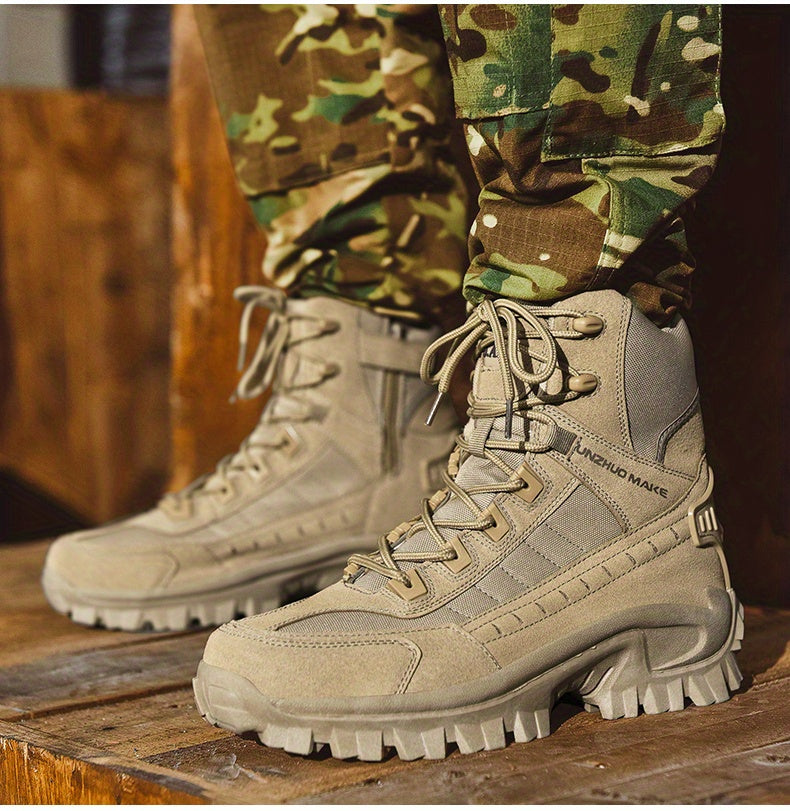 Bottes de randonnée tactiques montantes légères pour hommes – Bottes d'extérieur durables et antidérapantes pour la jungle, la chasse et les voyages d'aventure, toutes saisons, vert armée, marron foncé, sable, US 6,5-12
