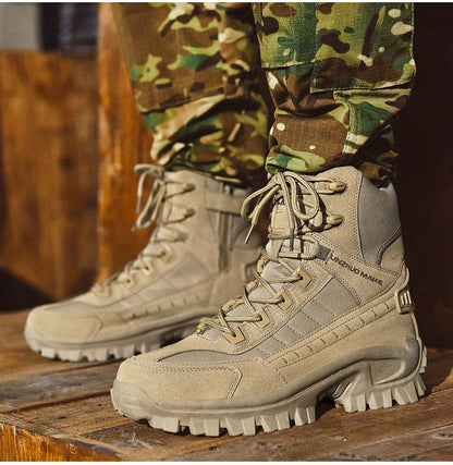 Bottes de randonnée tactiques montantes légères pour hommes – Bottes d'extérieur durables et antidérapantes pour la jungle, la chasse et les voyages d'aventure, toutes saisons, vert armée, marron foncé, sable, US 6,5-12