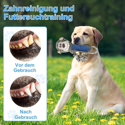 Jouet interactif pour chien en forme de singe couineur avec corde de traction, peluche douce à mâcher pour grands et petits chiens, soulagement de l'anxiété, sifflet et pouic intégrés, meilleur cadeau pour les propriétaires de chiens