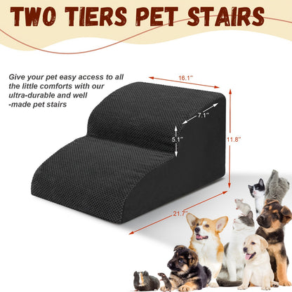 Escalier pour chien en mousse à mémoire de forme, 2, 3 ou 4 marches avec base antidérapante et housse lavable – Marches de soutien pour canapé et lit, idéal pour chiens âgés et chiots, plusieurs couleurs disponibles