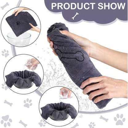 Quick-Dry Pet Towels 3-Pack – Soft Absorbent Microfiber Dog Bath Towels with Cute Paw Print Design, Fast-Drying Bathing Supplies for Small Medium Large Dogs and Cats, Random Colors