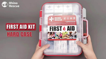 Trousse de premiers secours professionnelle polyvalente RHINO RESCUE - Idéale pour la maison, le bureau, les activités en plein air, le camping, la voiture, les voyages et les entreprises