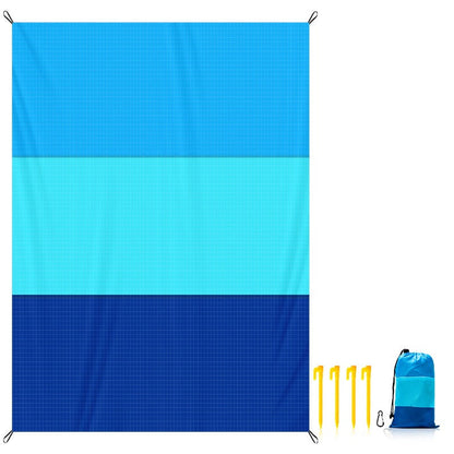 Grande couverture de plage anti-sable pour 4 à 7 personnes, 208 x 198 cm, tapis de pique-nique imperméable, léger et anti-sable pour la plage, le camping, la randonnée, les voyages et l'extérieur