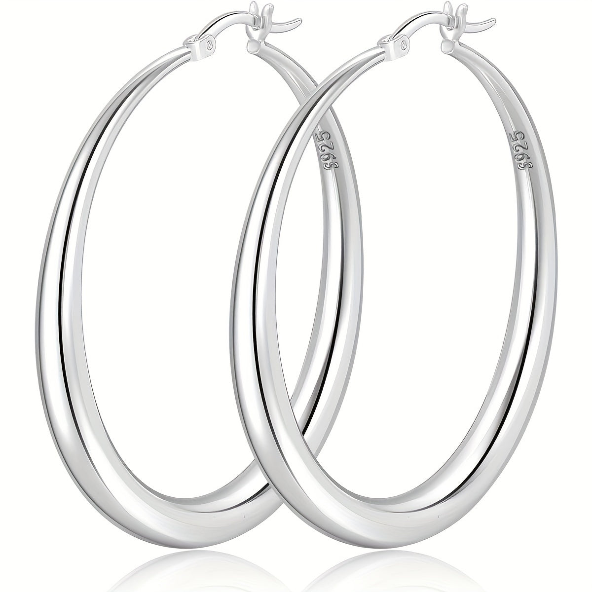 Grandes créoles en argent sterling S925 pour femme – Créoles épaisses, légères et hypoallergéniques, disponibles en or et argent, tailles multiples 35 mm, 40 mm, 50 mm, 70 mm, bijoux élégants pour le quotidien et les cadeaux