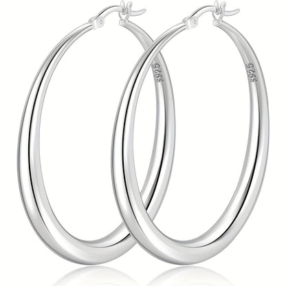 Grandes créoles en argent sterling S925 pour femme – Créoles épaisses, légères et hypoallergéniques, disponibles en or et argent, tailles multiples 35 mm, 40 mm, 50 mm, 70 mm, bijoux élégants pour le quotidien et les cadeaux