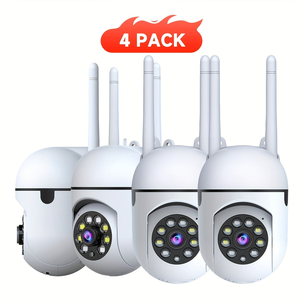 Caméra de sécurité intérieure, pack de 4, 3 MP, sans fil – stockage cloud, Wi-Fi double bande 2,4 G/5 G, détection de mouvement par IA, audio bidirectionnel et vision nocturne couleur pour système de surveillance domestique