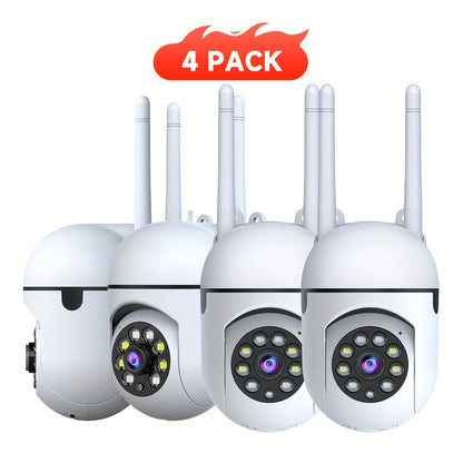 Caméra de sécurité intérieure, pack de 4, 3 MP, sans fil – stockage cloud, Wi-Fi double bande 2,4 G/5 G, détection de mouvement par IA, audio bidirectionnel et vision nocturne couleur pour système de surveillance domestique