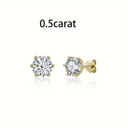 Moissanite Stud Earrings for Women S925 Sterling Silver – 0.5CT 1CT 2CT 3CT Vintage Style Diamond Alternative Earrings in Gold Silver Elegant Jewelry Gift