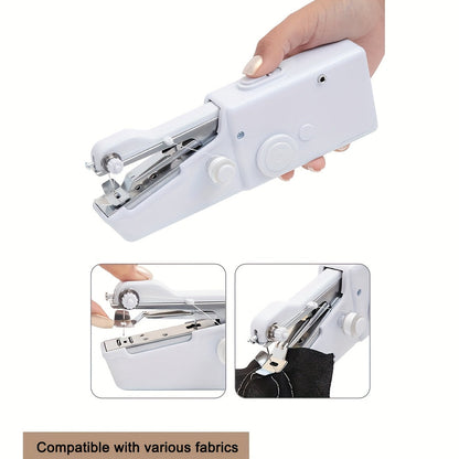 Mini machine à coudre portable sans fil avec kit d'accessoires – Outil de couture manuel léger pour débutants, réparations rapides de tissus, ourlets et travaux manuels, en blanc ou noir