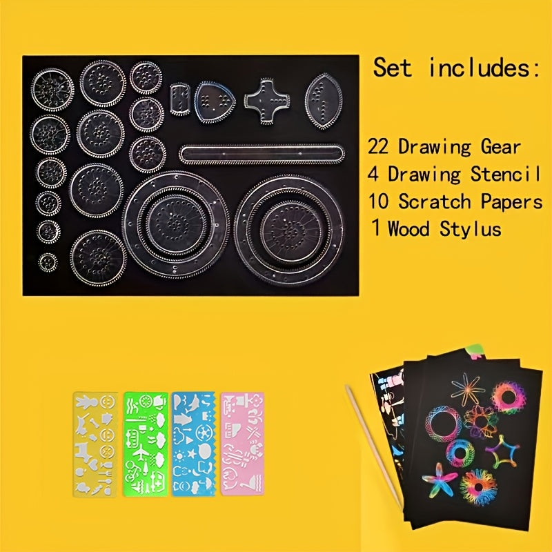 Kit de loisirs créatifs arc-en-ciel à gratter pour enfants, ensemble de papier à gratter DIY avec pochoirs et stylet, activité artistique créative sans piles pour journal, dessin, scrapbooking, cadeau de Noël, Halloween et Pâques