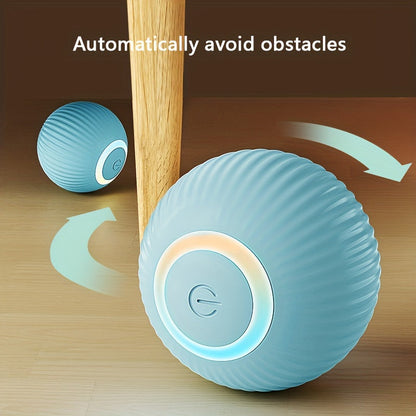 Jouet automatique intelligent pour chat – Balle roulante électrique avec plumeau, jouet interactif anti-ennui pour chats d'intérieur, alimentation par USB ou piles