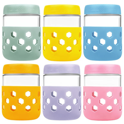 Lot de 6 bocaux Mason en verre de 475 ml avec couvercles hermétiques – Récipients à large ouverture pour avoine de nuit, bocaux de conservation pour préparation de repas, yaourt, salade, snacks, épices, sucre – Ensemble de rangement de cuisine sans BPA