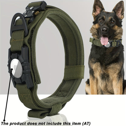 Collier tactique pour chien avec support GPS - Collier robuste en nylon de style militaire pour toutes les races, collier de dressage ajustable et sécurisé, 5 couleurs et 4 tailles (M/L/XL) pour chiens de grande et moyenne taille