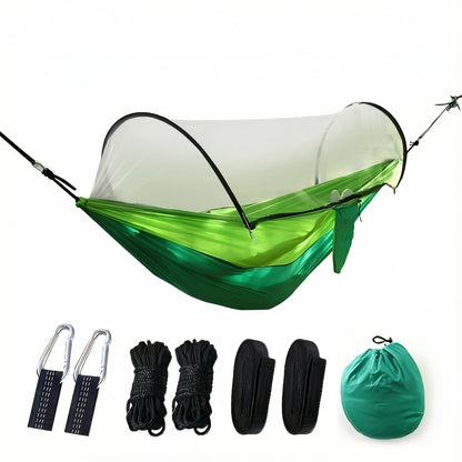 Hamac de camping double 3-en-1 avec moustiquaire et pare-soleil – Léger, portable et durable, idéal pour le camping, la randonnée, le trekking et les pique-niques dans les parcs, 7 coloris au choix