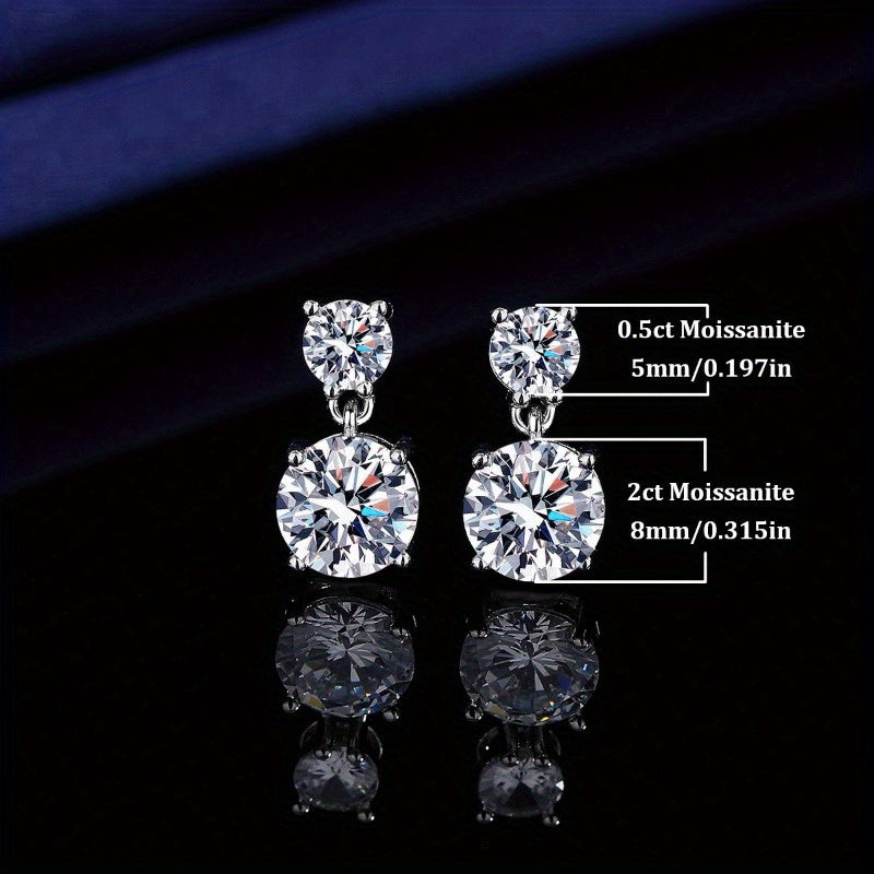 Boucles d'oreilles clous en mo issanite de 5 carats pour femme – Boucles d'oreilles pendantes en argent sterling 925, bijou de luxe brillant, cadeau idéal pour Noël, la Saint-Valentin et les occasions spéciales