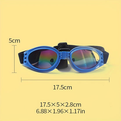 Lunettes de soleil pliables pour chien avec sangle réglable - Lunettes de protection étanches anti-UV pour activités en extérieur et aquatiques, protection oculaire élégante pour chiens de petite, moyenne et grande taille