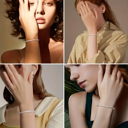 Bracelet tennis en moissanite pour femme en argent sterling 925 – Bracelet à pierre de naissance taille facettée brillant fait main, 7"/8"/9", sac cadeau de luxe inclus