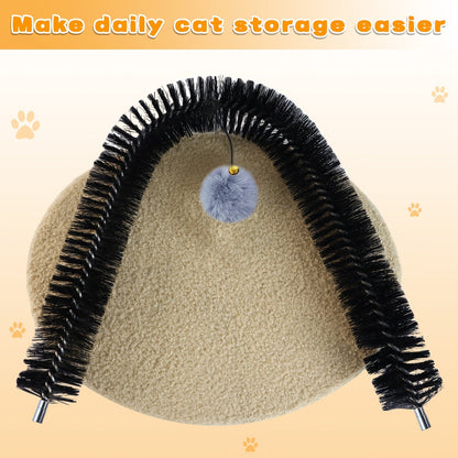 Arche de toilettage pour chat avec griffoir – Brosse de massage interactive pour chats d'intérieur, aide à la mue et soulagement du stress