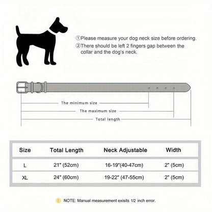 Heavy Duty Studded Leather Dog Collar for Medium and Large Dogs - Durable Real Leather with Metal Studs, Adjustable L XL XXL, 8 Colors, Strong Dog Collar for Large Breed Training Walking