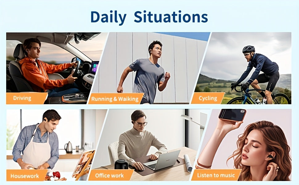 Écouteurs sans fil à conduction ouverte Bluetooth 5.4 TWS, perception ambiante à 360 degrés, appels clairs ENC, commandes tactiles, confort toute la journée, écouteurs de sport et de fitness, maintien sûr, conception véritablement ouverte